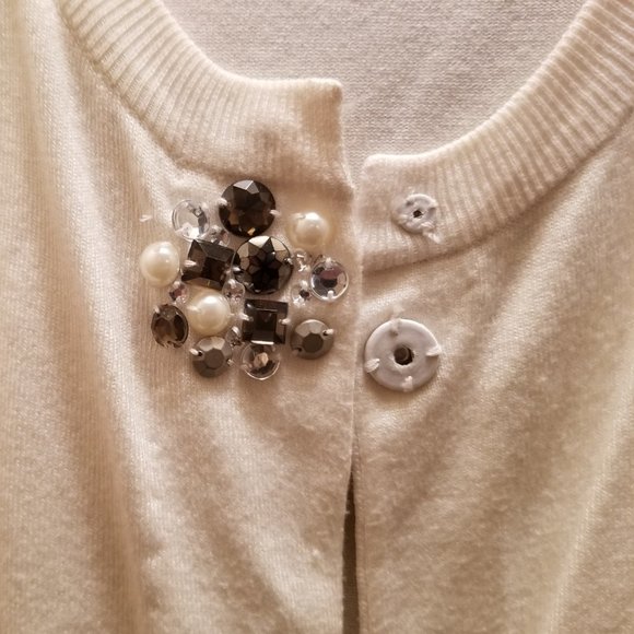 Vintage Audrey & Grace Button Up Cardigan Embellished with Sequin Jewelry  Small - Picture 6 of 8